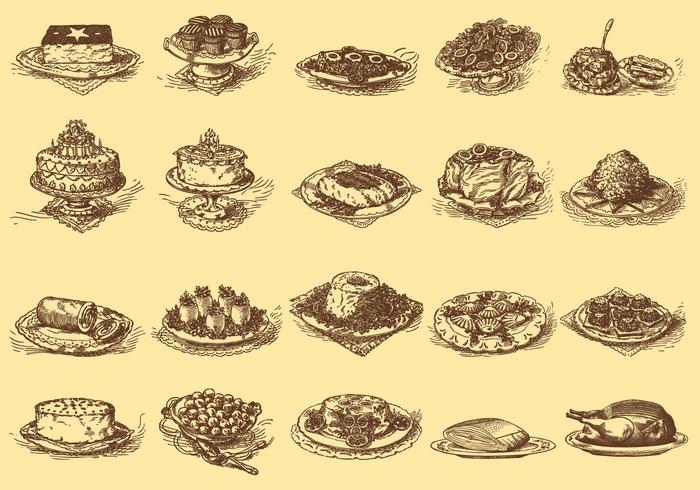 Vintage Delicious Dishes vector