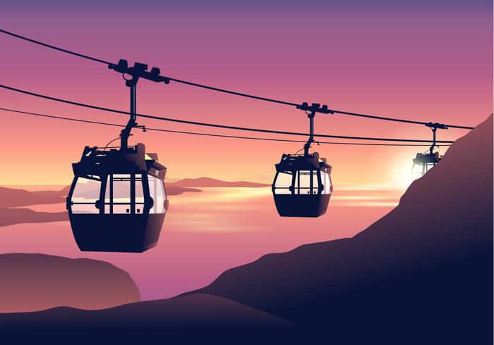 Cable Car at Sunset Vector