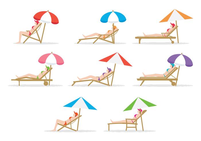 Girl Sitting On Deck Chair vector