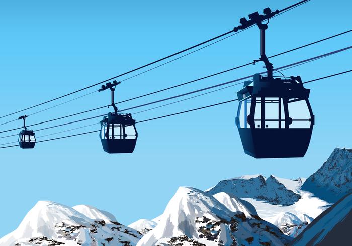 Cable Car over the Mountain Vector Scene 