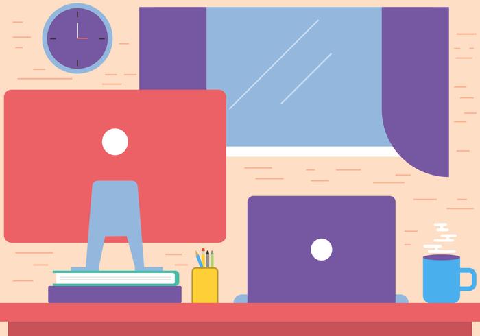 Flat Vector Desktop Workspace