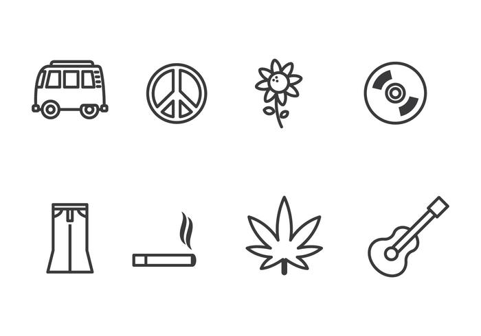 Icono de hippie conjunto vector