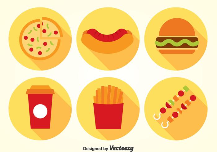 Iconos planos de comida rápida Vector