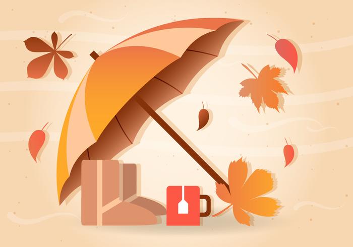 Fall Rain Vector Umbrella