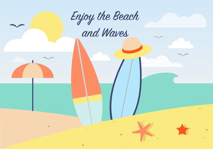 Free Summer Surfing Vector Background