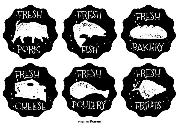 Messy Hand Drawn Style Food Lables vector