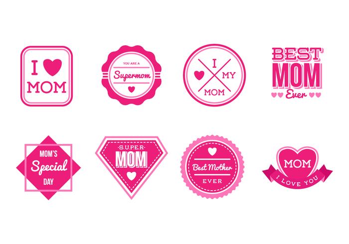 Free Set of Mothers Day Badges and Stickers Vector Free Set of Mothers Day Badges and Stickers Vector