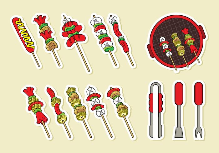 Brochette Skewers Icons Vector