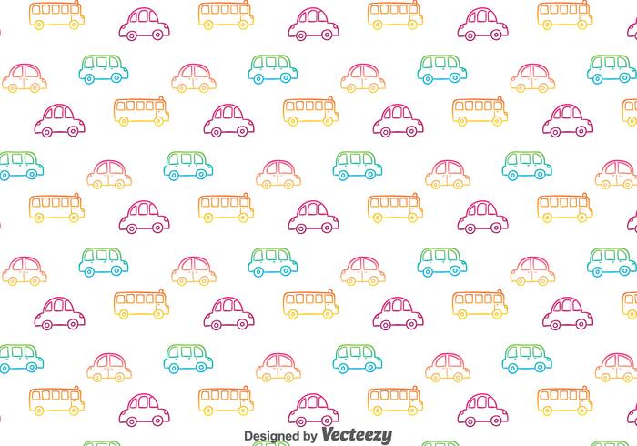 Colorful Hand Drawn Cars Pattern vector
