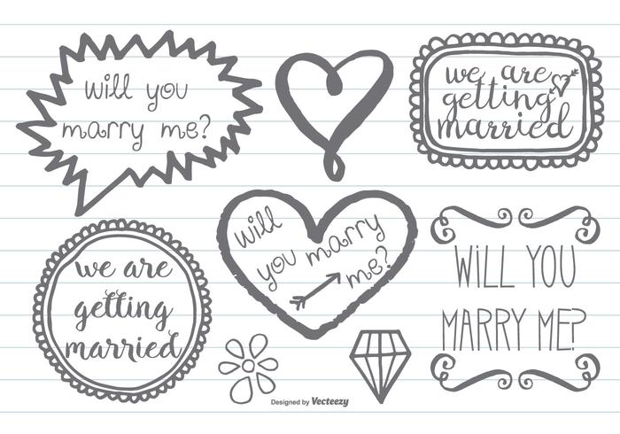 Hand Drawn Style Marry Me Doodles vector