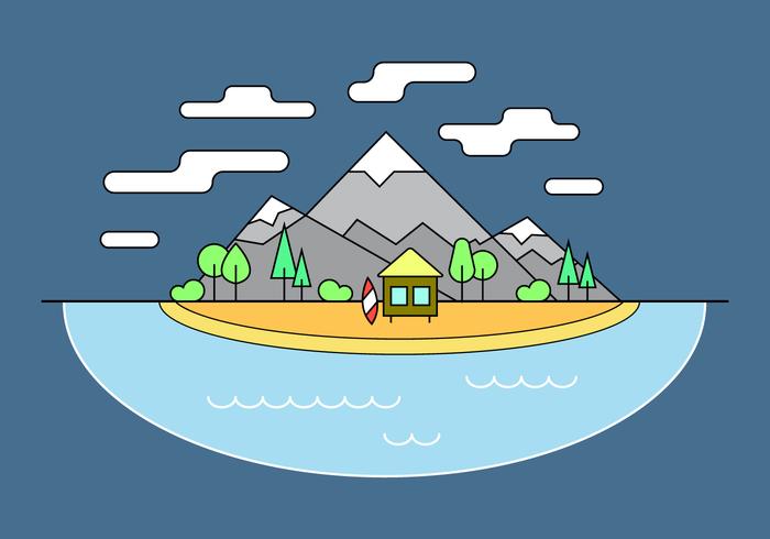 Surf Shack Mountain Vector Illustration