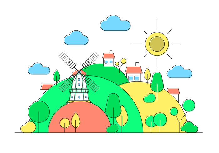 Windmill Hill Vector Illustration