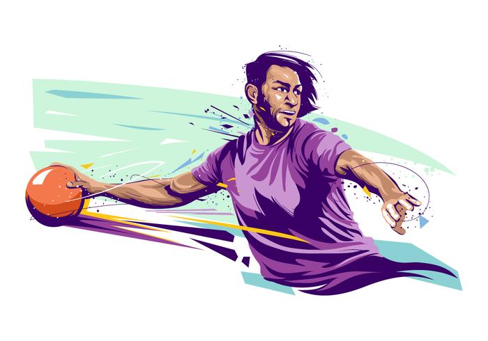 Ilustración del jugador Dodgeball vector