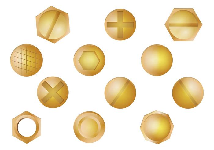 Conjunto de vector de cabeza de uñas de oro