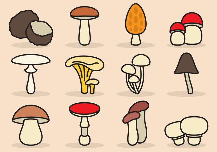 Cute Mushroom Icons vector