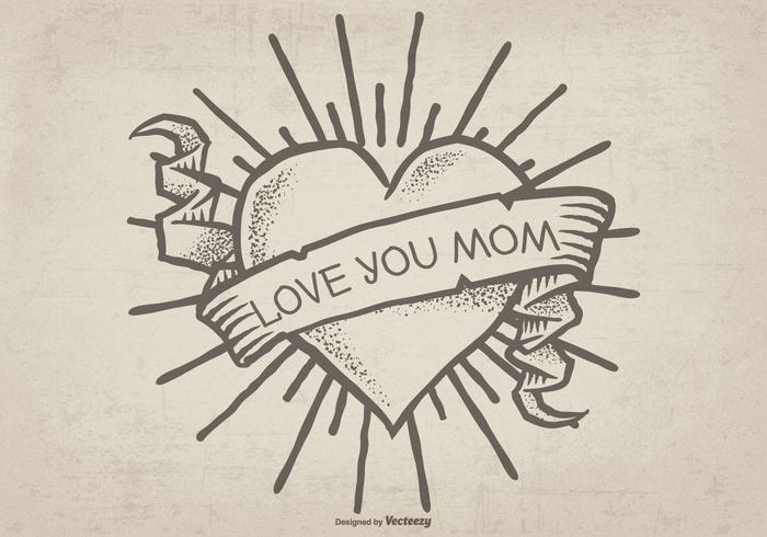 Cute Hand Drawn Mom Tattoo Ilustration Cute Hand Drawn Mom Tattoo Ilustration