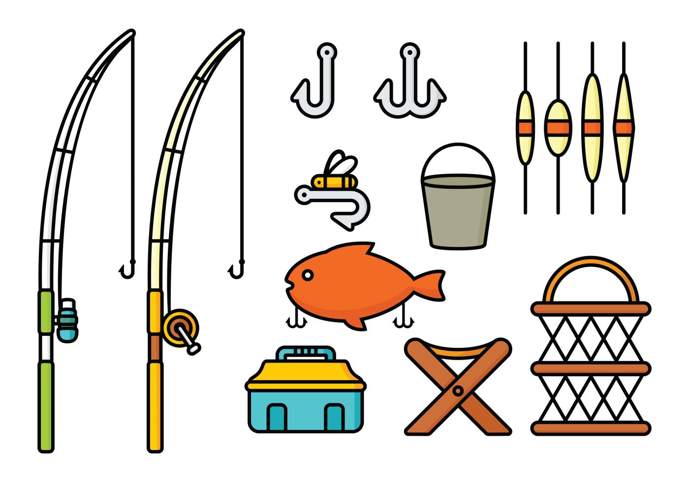 Fishing Rod and Tools Vectors 121492 Vector Art at Vecteezy