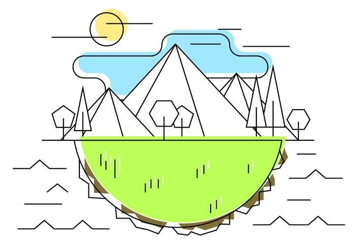 Geometric Mountain Meadow Vector Illustration