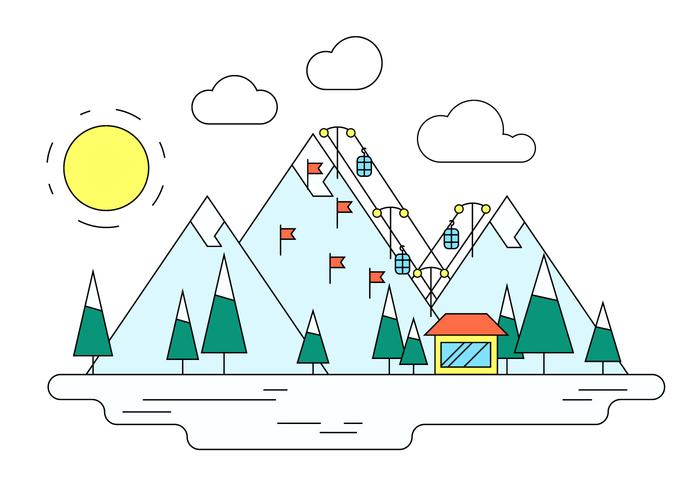 Winter Ski Resort Vector Illustration