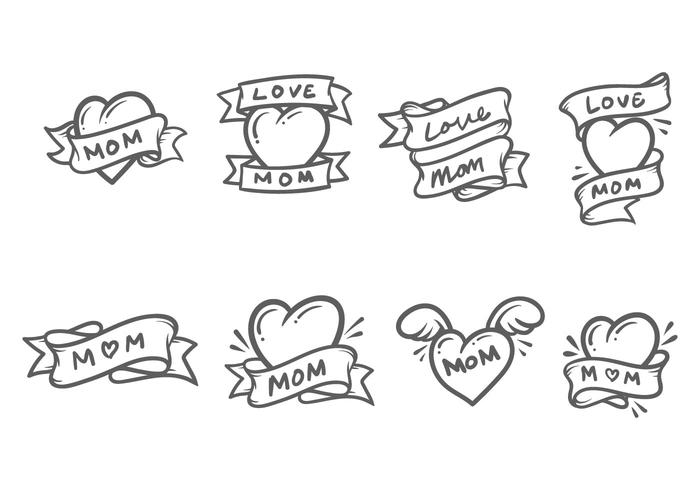 Cute Mom Tattoo Vectors