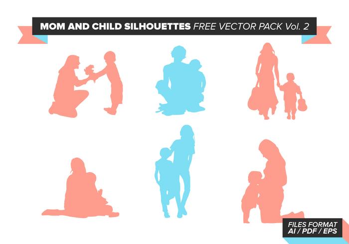 Mom And Child Silhouettes Free Vector Pack Vol. 2