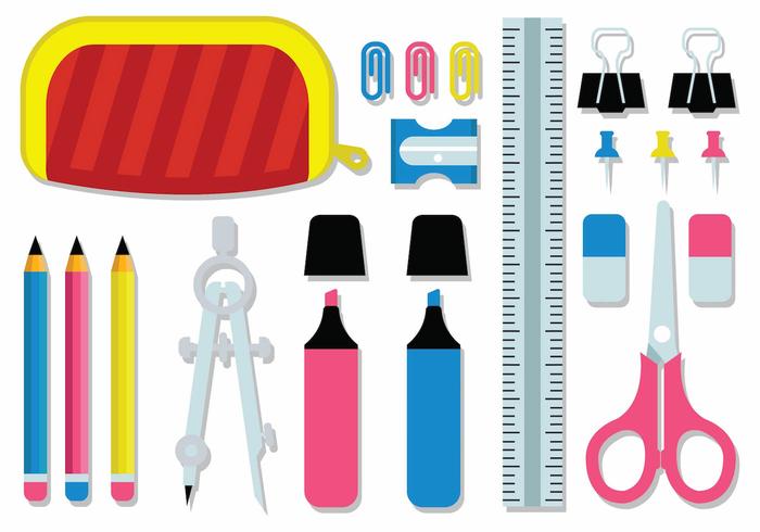 Free Student Stationery Supplies Kit Vector