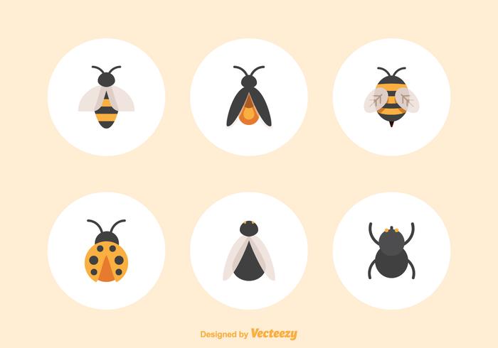 Iconos libres planos del vector del insecto