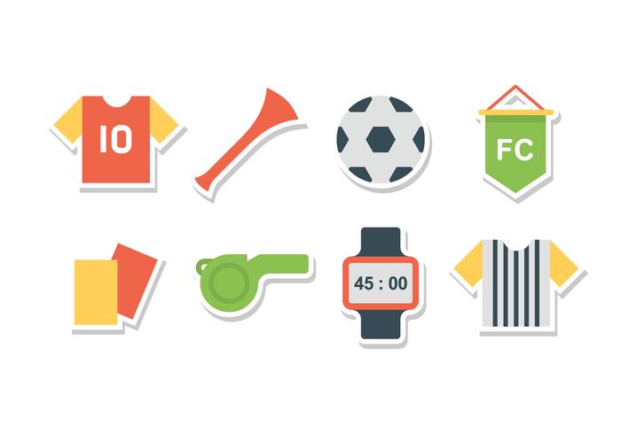 Juego de iconos de fútbol plano gratis vector