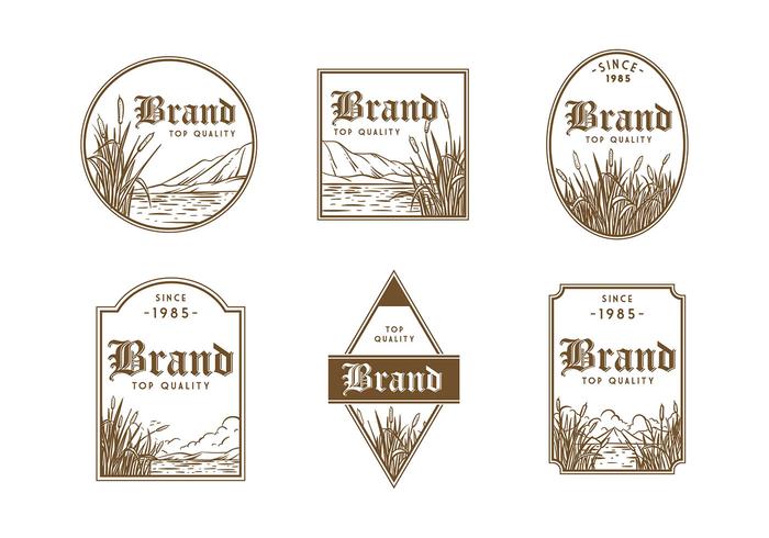 Cattails Label Vector