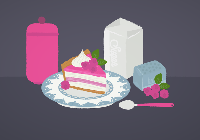 Ilustración de la torta de frambuesa del vector