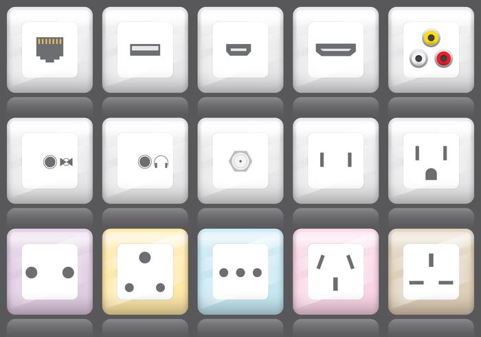 Plug And Socket Icons vector