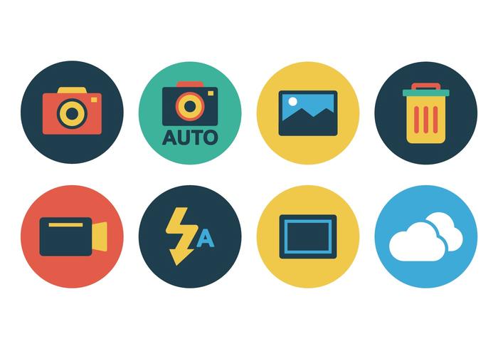 Flat Camera Icon Set vector