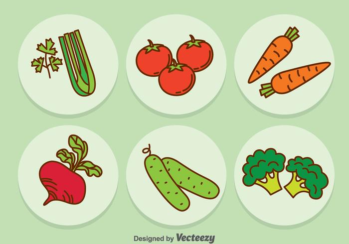 Vegetable Cartoon Icons Vector