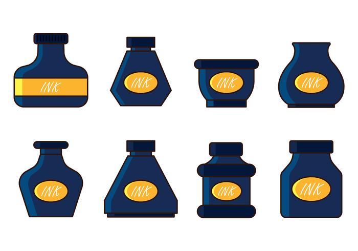 Set Of Ink Pot Vector Set Of Ink Pot Vector