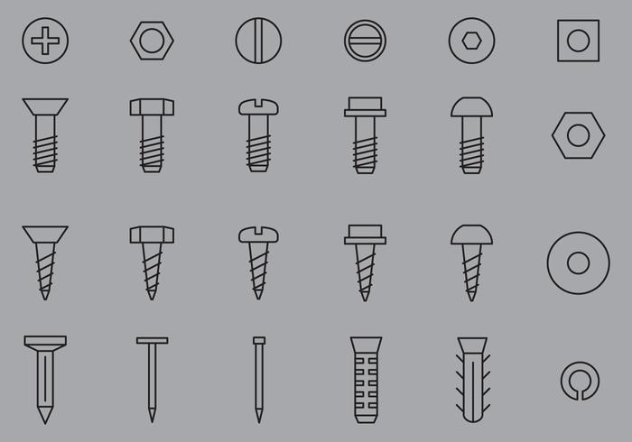 Iconos De Clavo Y Tornillo vector