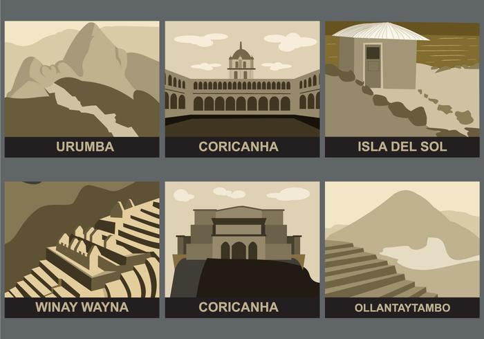 Incas Landmarks Vector
