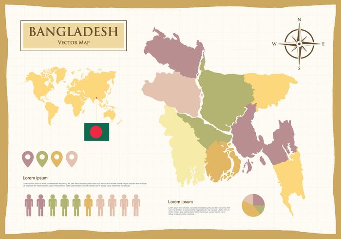 Ilustración del mapa de Bangladesh vector