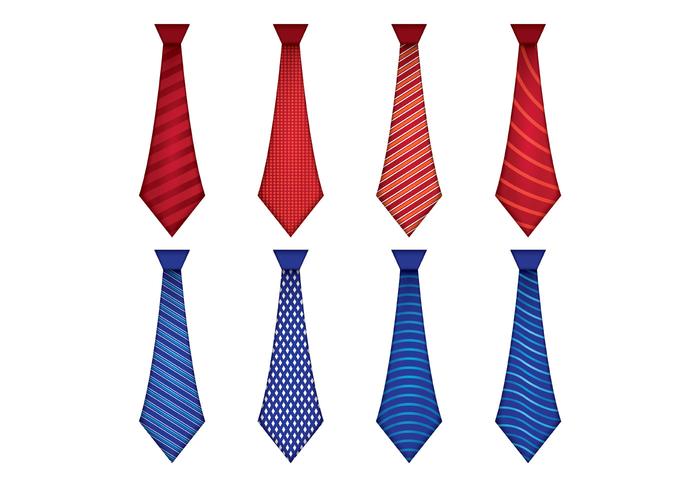 Set Of Blue and Red Tie Cravat Vector