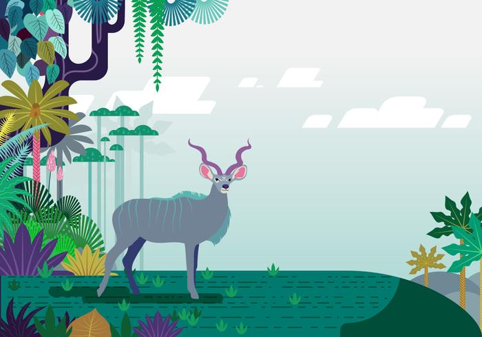 Floral Jungle Kudu Vector