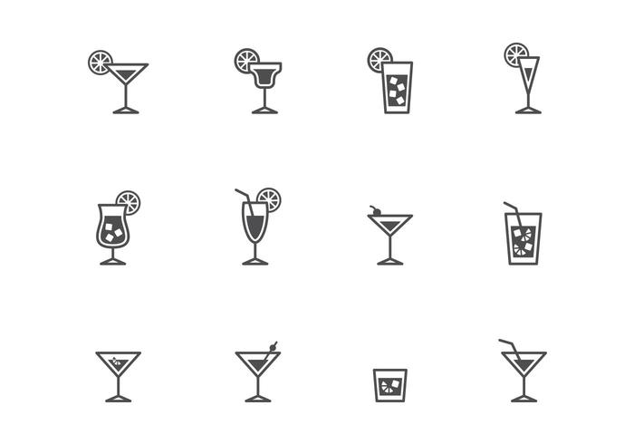 Cocktails Icons vector