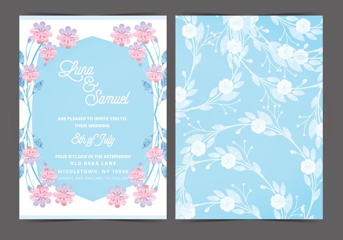 Pink and Blue Vector Wedding Invite Pink and Blue Vector Wedding Invite