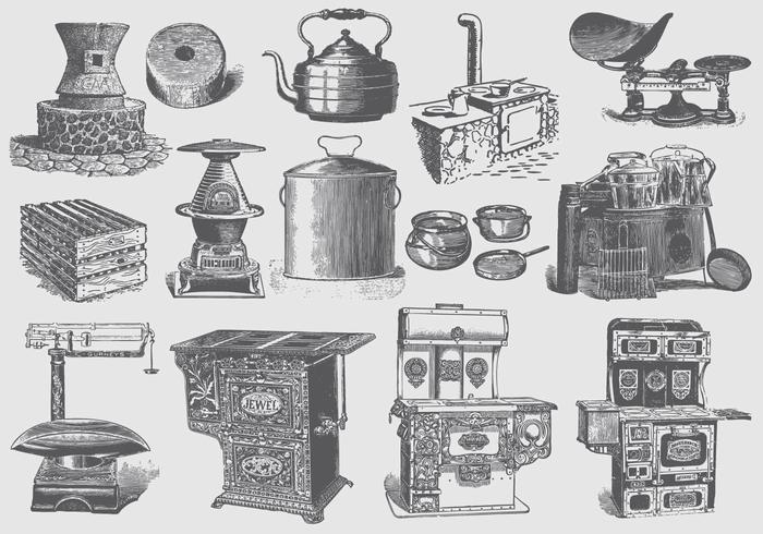 Vintage Kitchen Items vector