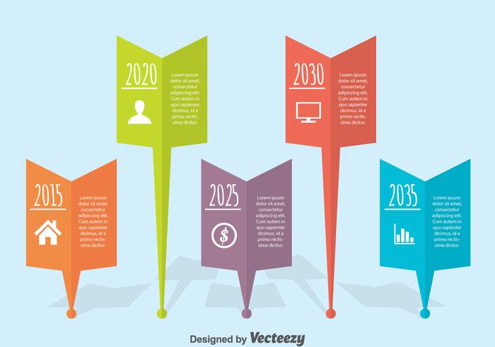 Línea de tiempo plana Infographic Vector