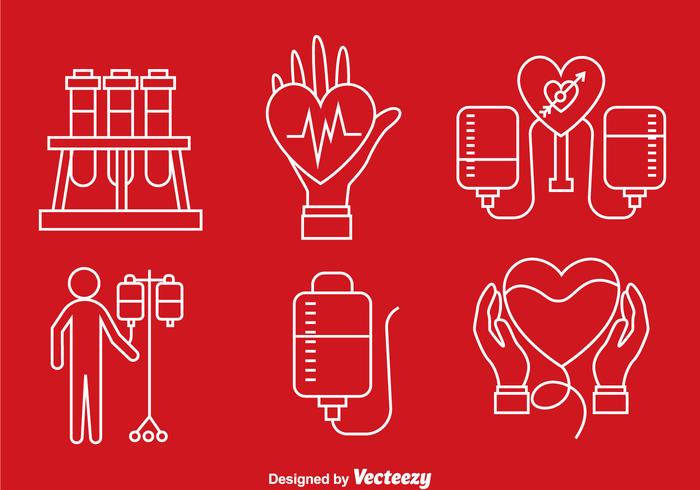 Iconos de línea de donación de sangre vector