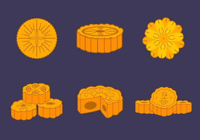 Mooncake traditional chinese bakery vector pack