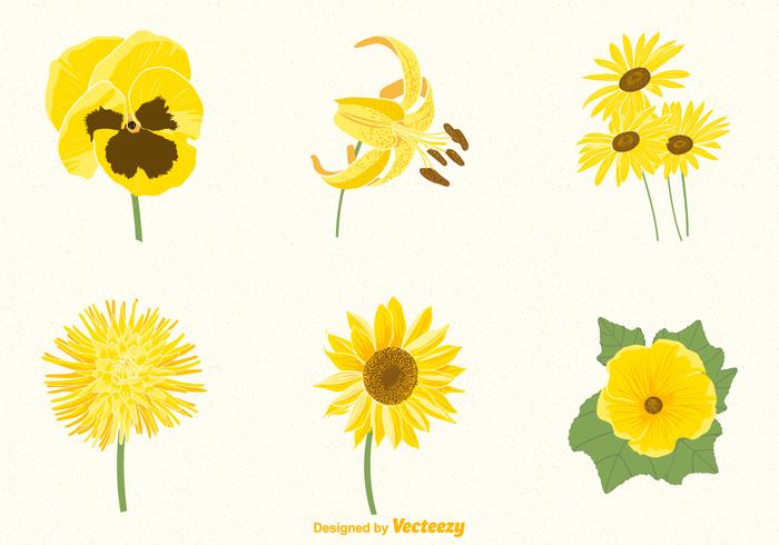 Free Yellow Flowers Vector Set