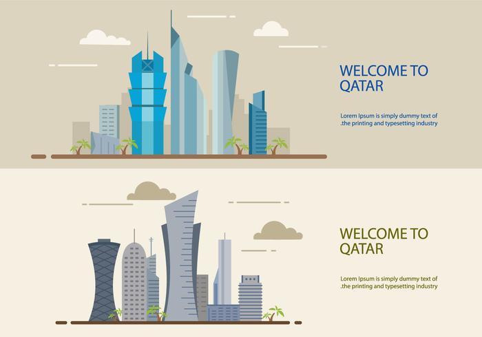 Qatar building flat design vector