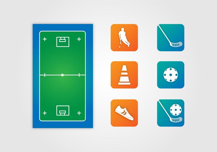 Floor Ball Equipment Vector Set Floor Ball Equipment Vector Set