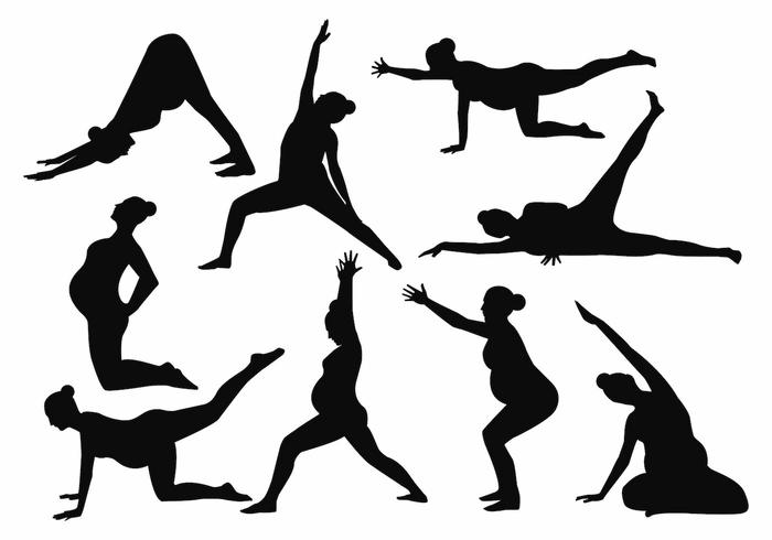 Free Silhouette Yoga Pregnant Mom Vector 