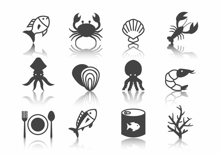 Seafood Icons Vector